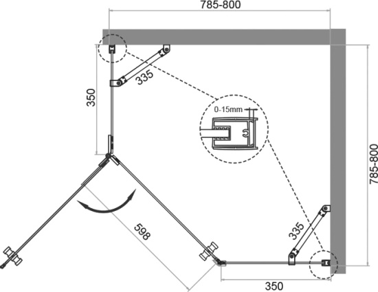 Душевой уголок BelBagno Kraft P-1-80-C-Cr L