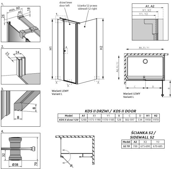 Душевой уголок Radaway EOS KDS II 120x70 L