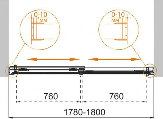 Шторка на ванну Cezares Tandem Soft VF 2 180/145 P Cr стекло punto