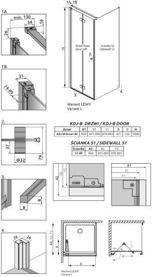 Душевой уголок Radaway Nes KDJ B 90x90 L