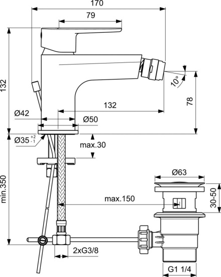 Смеситель для биде Ideal Standard Cerafine O BC498AA