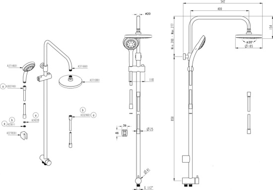 Душевой комплект VitrA System Rain A49234EXP