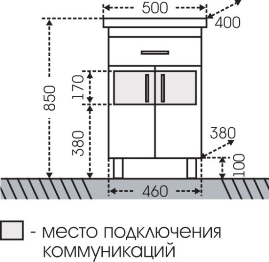 Тумба с раковиной СанТа Дублин 50 с 1 ящиком