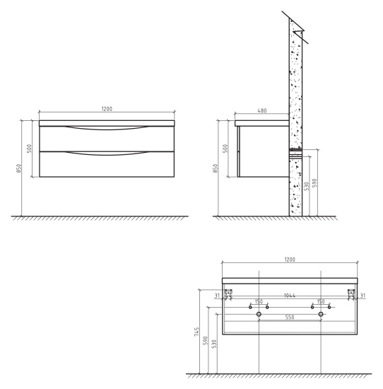 Мебель для ванной BelBagno Ancona-N 120 bianco lucido подвесная