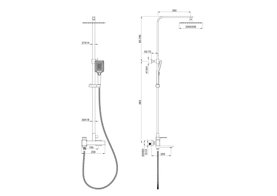 Душевая стойка Wonzon & Woghand Edge WW-88739003-MB