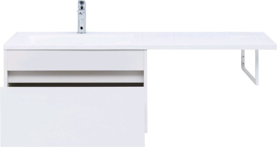 Тумба с раковиной Aquanet Токио 130 L белая подвесная, 1 ящик