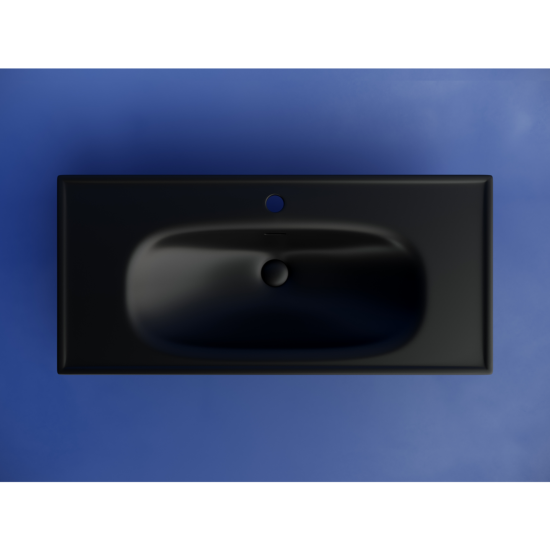 Тумба с раковиной Sancos Code 80 подвесная, белая матовая, раковина черная