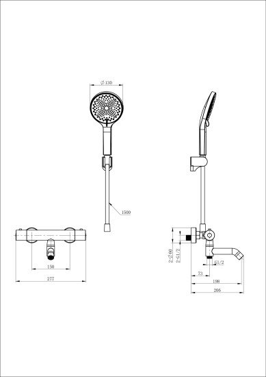 Смеситель для ванны Wonzon & Woghand Inn 3 WW-B2065-A1-BG с термостатом