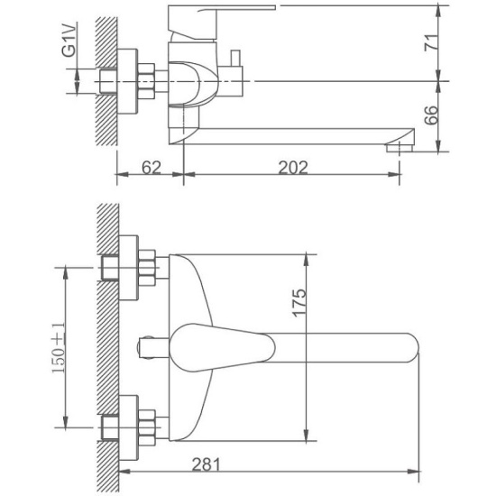 Смеситель для ванны Haiba HB60801-2 сталь