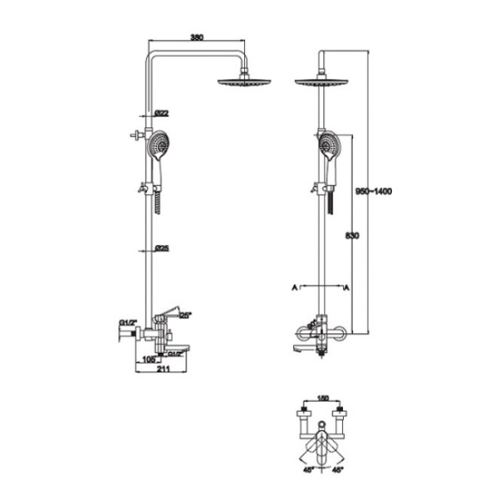 Душевая стойка Kaiser SX-2060-4 White