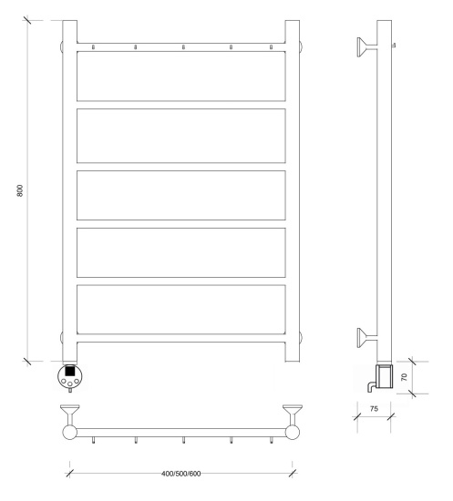 Полотенцесушитель электрический Secado Триада 1 К 80/50 L, хром