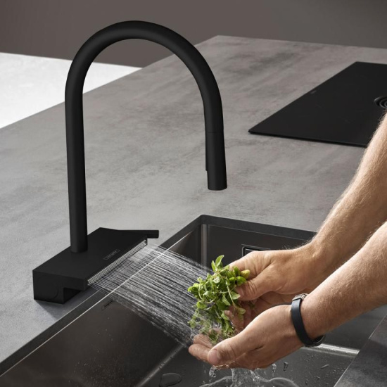 Смеситель для кухни Hansgrohe Aquno Select M81 73831670 черный матовый