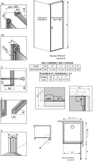Душевой уголок Radaway Nes Black KDJ I 80x80 R