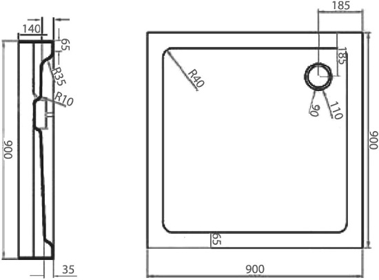Поддон для душа Bravat Type-S2 90х90х14