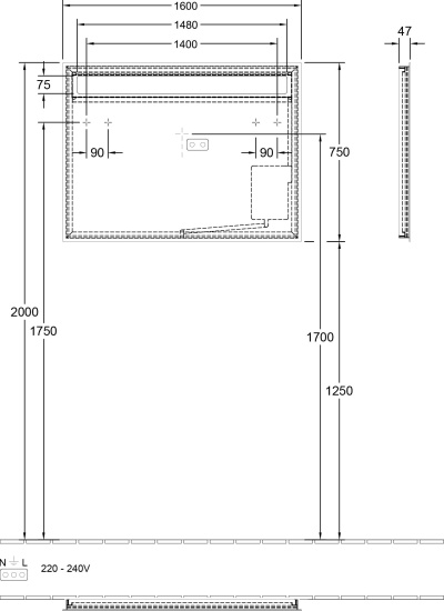 Зеркало Villeroy & Boch More to See 14 A4291600 160 см, с подсветкой