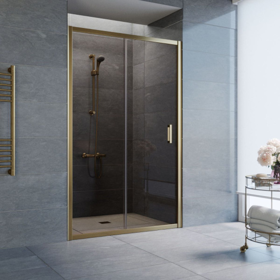 Душевая дверь в нишу Vegas Glass ZP 120 05 05 профиль бронза, стекло бронза