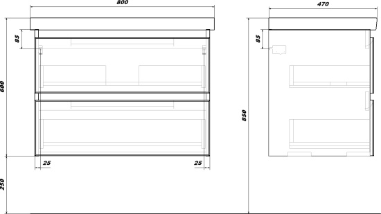 Тумба с раковиной SanStar Riana 80 подвесная