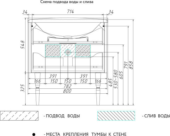 Тумба с раковиной Aima Design Brilliant 80 white