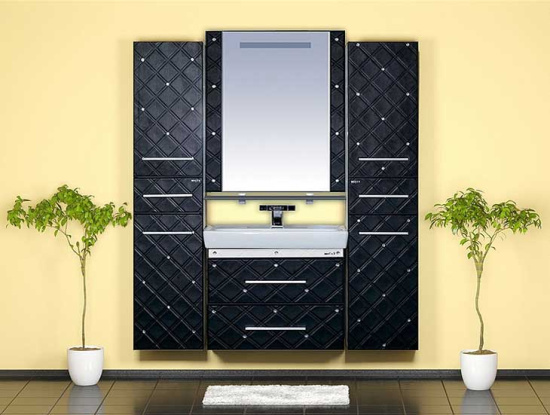 Зеркало Misty Гранд Lux 70 черно-белая кожа cristallo