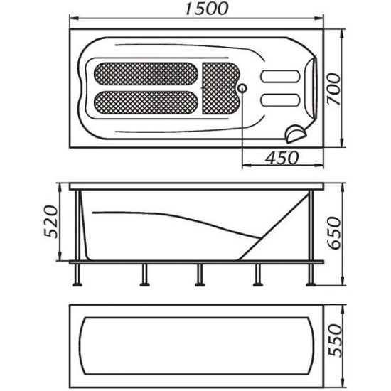 Акриловая ванна 1MarKa Sicilia 150 см