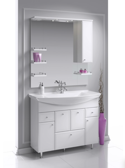 Тумба с раковиной Aqwella Барселона Люкс 105 с бельевой корзиной