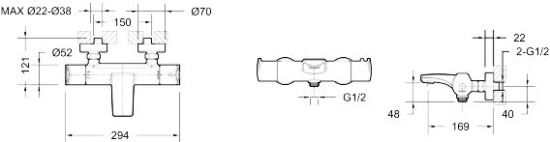 Смеситель для ванны Bravat Nizza F6353387CP-01-RUS термостат