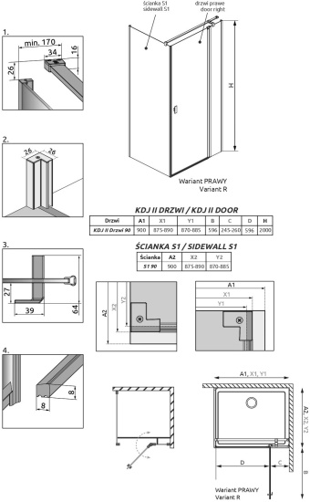 Душевой уголок Radaway Nes Black KDJ II 90x90 R