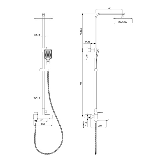 Душевая стойка Wonzon & Woghand Edge WW-88739003-CR
