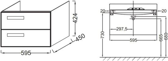 Мебель для ванной Jacob Delafon Rythmik 60х46 белый блестящий лак