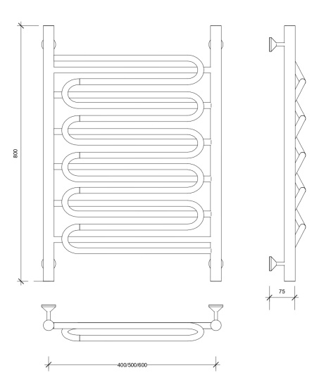 Полотенцесушитель водяной Secado Валенсия 3 80/60, хром