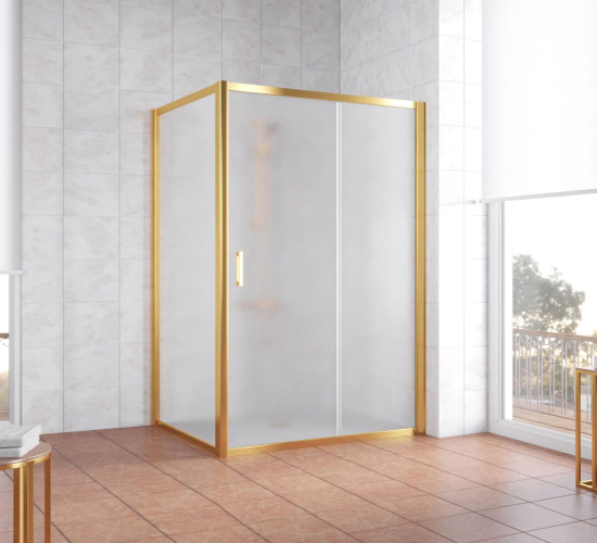 Душевой уголок Vegas Glass ZP+ZPV 130*100 09 10 профиль золото, стекло сатин