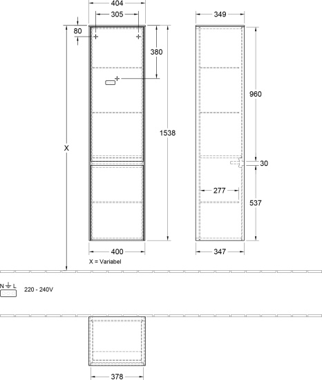 Пенал Villeroy & Boch Collaro C033L1VG truffle grey, R