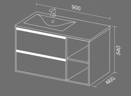 Тумба с раковиной Sanvit Стрит 4 90 R Асфальт