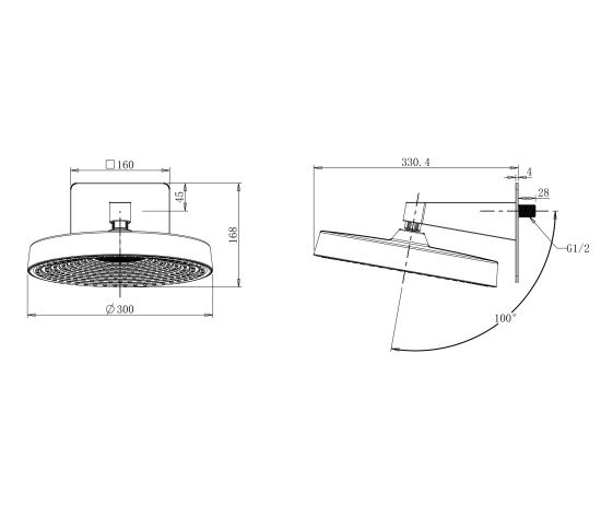 Верхний душ Wonzon & Woghand WW-HS099-CR