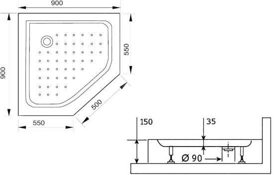 Поддон для душа RGW Lux TN-TR 16180599-41 90x90