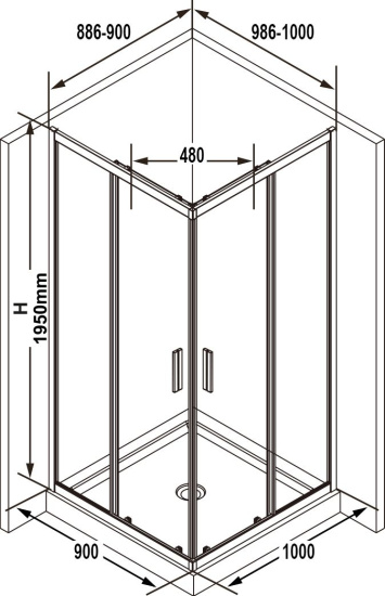 Душевой уголок Ravak BLSRV2K 100x90, профиль черный