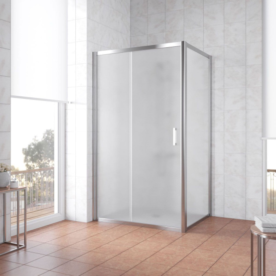Душевой уголок Vegas Glass ZP+ZPV TUR NOVO 140*100 08 10 профиль глянцевый хром, стекло сатин