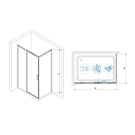 Душевой уголок RGW Leipzig LE-41-1B (1885-1925)х1000х1950 профиль черный, стекло прозрачное