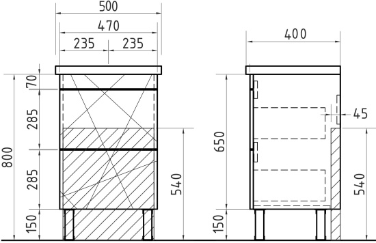 Мебель для ванной Vigo Geometry 50 бетон