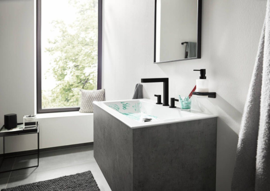 Смеситель для раковины Hansgrohe Finoris 160 76034670 матовый черный