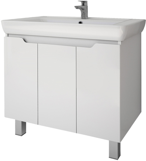 Тумба с раковиной Dreja Q Plus (D) 80 с опорами, белый глянец