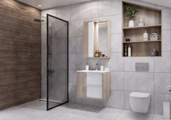 Зеркало Aquaton Бостон 60 с подсветкой, дуб эврика