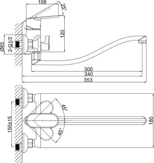 Смеситель для ванны D&K Rhein Speyer DA1313341 универсальный