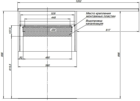 Тумба с раковиной Aquanet Токио 120 R белая подвесная, 1 ящик