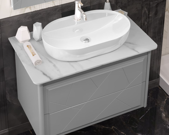 Тумба со столешницей Opadiris Луиджи 90 серая, раковина One