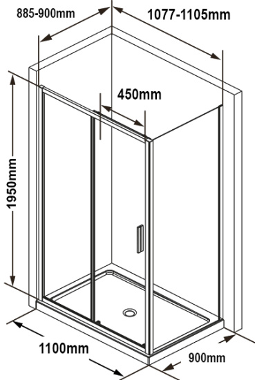 Душевой уголок Ravak BLSDP2 110x90, профиль черный