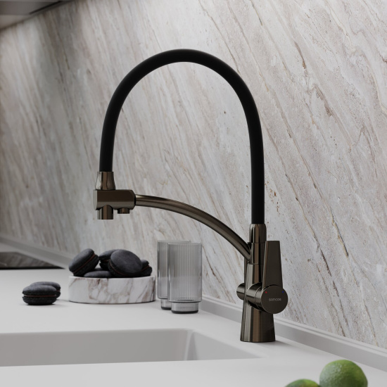 Смеситель для кухни Sancos Eri SC4001GG, вороненая сталь