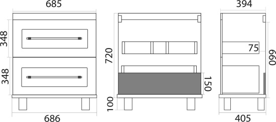 Тумба с раковиной Misty Марта 70 напольная, белая глянцевая
