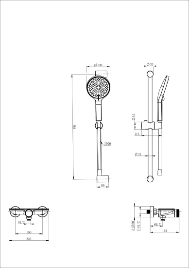 Смеситель для душа Wonzon & Woghand ClickPlate WW-B2052-A-BGG