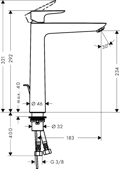 Смеситель для раковины Hansgrohe Talis E 71716990 с донным клапаном